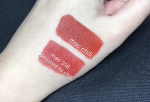 mac316跟小辣椒的区别 mac316和mac chili试色对比