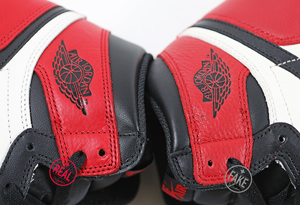 AJ1高仿黑红脚趾怎么看出来 AJ1黑红脚趾高仿和真货对比图